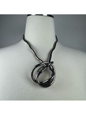 Chic Twisted Silver and Black Necklace